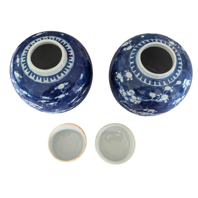 Vintage Asian Antique Blue and White Ginger Jars- A Pair For Sale - Image 4 of 16