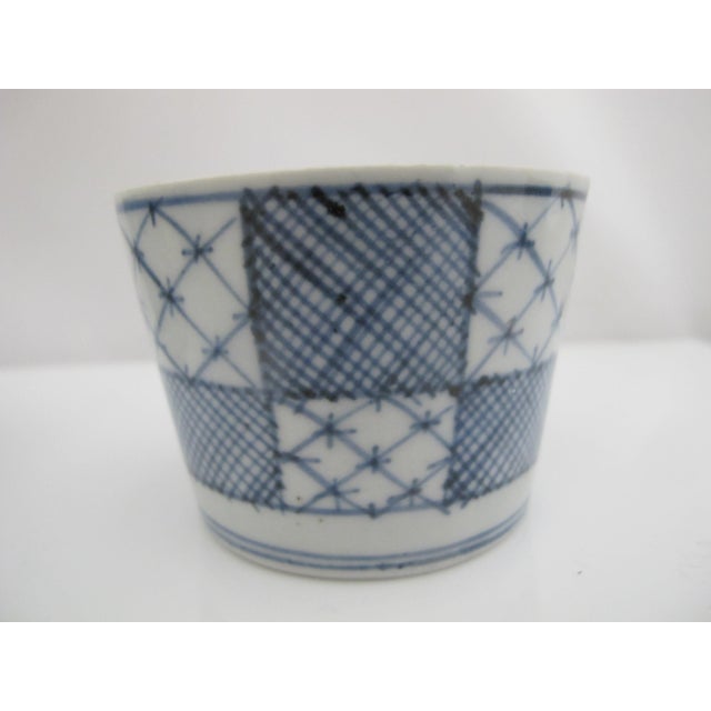 Japanese Edo Blue & White Patchwork Soba Choko Noodle Bowl or Tea Cup Set of 3 For Sale - Image 4 of 8