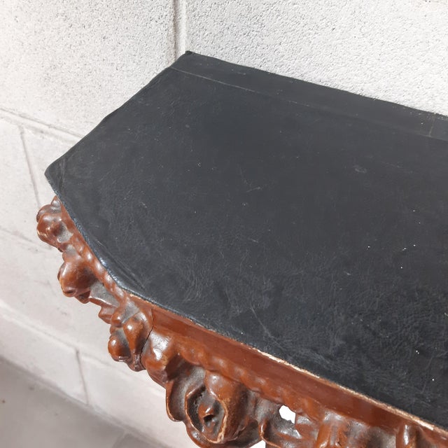 Baroque Cherubs Carved Wooden Console Table and Mirror, 1950s, Set of 2 For Sale - Image 11 of 14