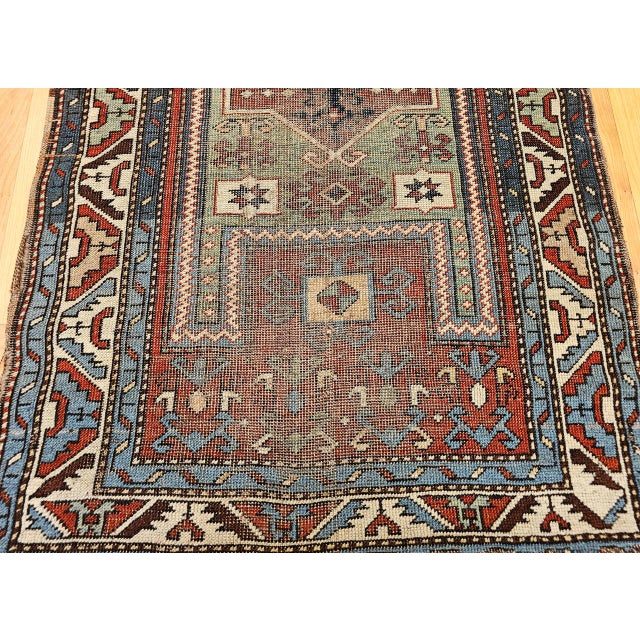 Antique Fachralo Kazak Rug, Hand-Knotted Wool, Red & Green, Caucasus, 3' x 5' For Sale - Image 10 of 15
