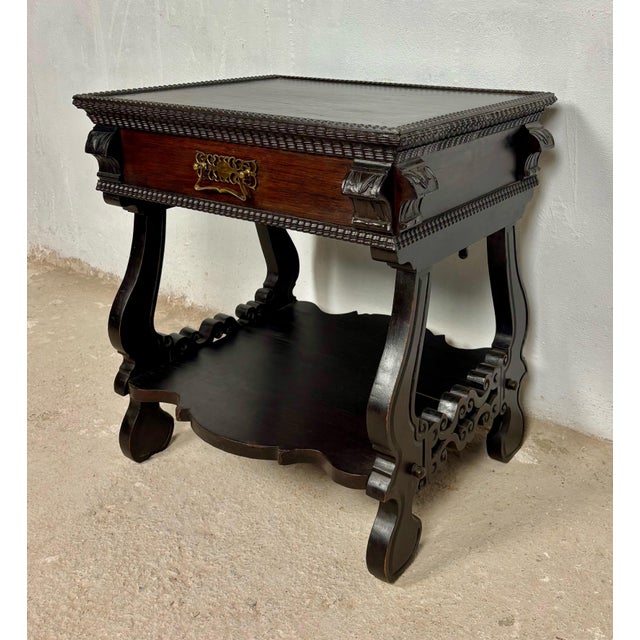 Portuguese Side Table with Drawer and Lower Shelf, 1930s For Sale - Image 12 of 16