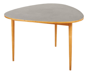 Three-Round Table Dining Table with Maple Frame and Wooden Top Covered with Black Linoleum by Max Bill for Horgen Glarus, 1949