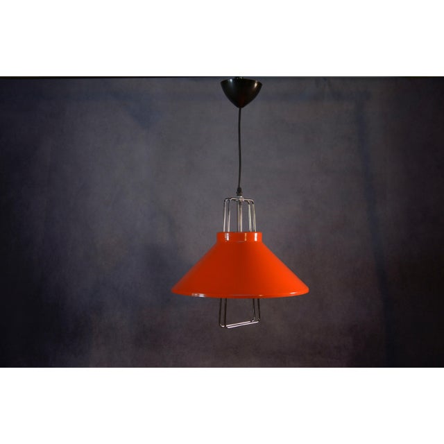 1970s Orange Lacquered Metal Design Pendant Light, 1970s For Sale - Image 5 of 8