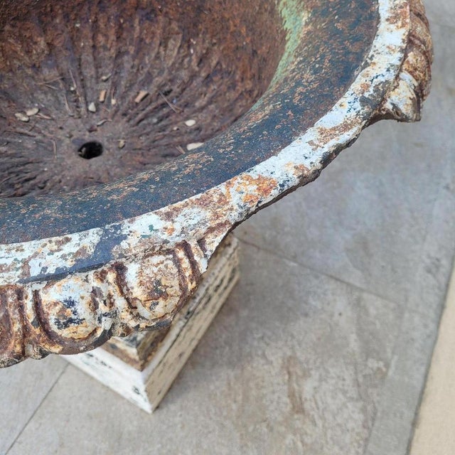 Large Cast Iron Garden Vases on Bases, 19th Century, Set of 2 For Sale - Image 3 of 18