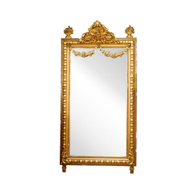 Wood Early / Mid-20th Century Italian Neoclassical Finely Carved Giltwood Wall Mirror For Sale - Image 7 of 7