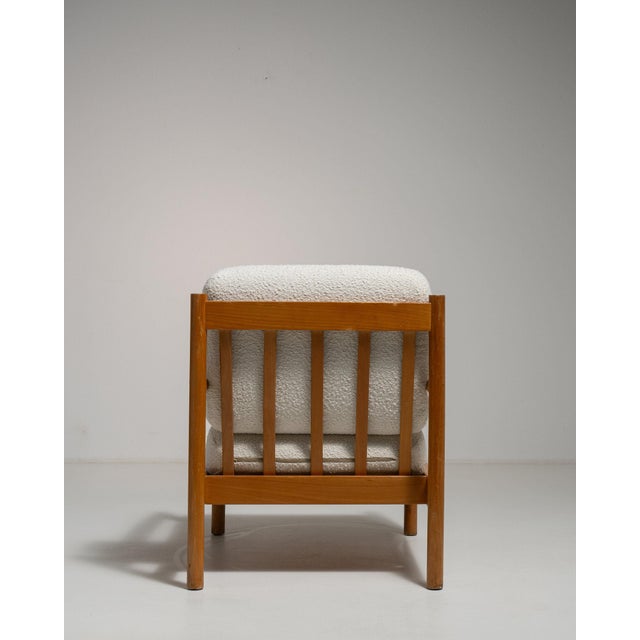 Mid 20th Century France Modern Cream Wood Armchair For Sale - Image 4 of 9