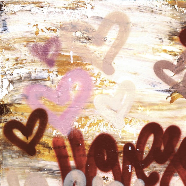 Textile In Relax Mode - Original Abstract Love Graffiti Mixed Media Painting on Canvas by Amber Goldhammer For Sale - Image 7 of 9