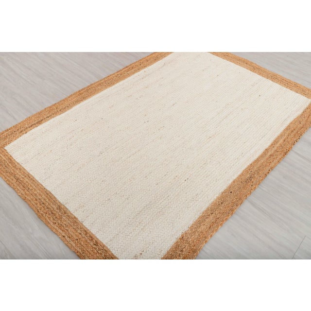 Not Yet Made - Made To Order Natural Gold With White Jute Handwoven Boho Area Rug 6x9 Ft. For Sale - Image 5 of 11