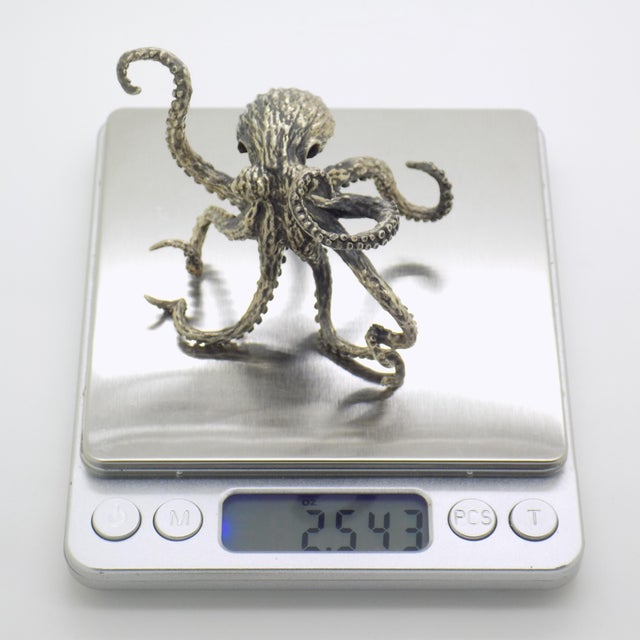 Vintage Italian Handmade Genuine Silver Octopus Large Sculpture Figurine by Mario Cerreti For Sale - Image 11 of 12