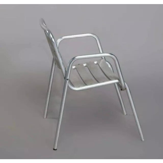 Mid-Century Modern Vintage Set of 4 Mid Century Modern Stacking Aluminum Chairs For Sale - Image 3 of 11