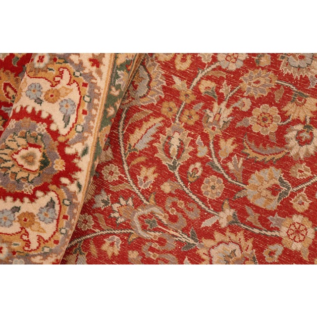 Textile Shabby Chic 1990's Floral Pak-Persian Red/Beige Wool Rug - 6'1'' X 9'2'' For Sale - Image 7 of 9