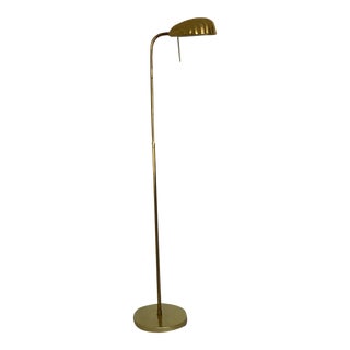 Mid-Century Brass Shell Shade Adjustable Pharmacy Floor Lamp For Sale