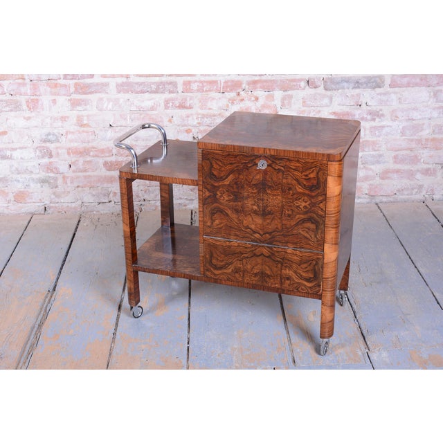 Art Deco Serving Trolley in Walnut, 1920s For Sale - Image 12 of 18