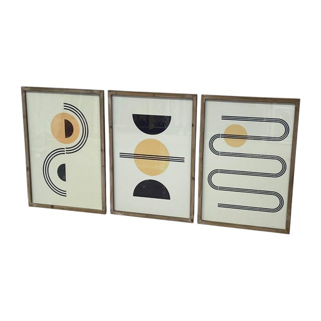 Abstract 1970s Set of 3 Framed Geometric Abstract Art Prints. For Sale - Image 3 of 10