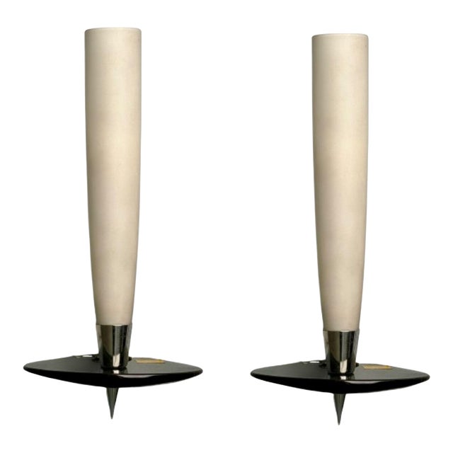 Fontana Arte Attr., Italian Mid-Century Modern, Wall Sconces, Chrome, Glass For Sale