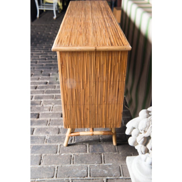 Mid 20th Century 1950s French Mid-Century Rattan Buffet by Audoux & Minet with Tiles, Attributed For Sale - Image 5 of 13