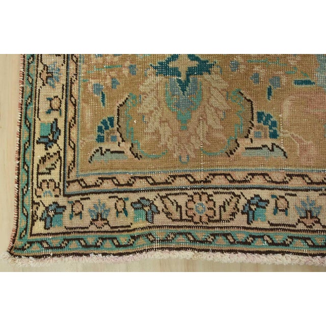 Tabriz Rug 9’7” X 12’4” Pink Wool Vintage Distressed Hand-Knotted Carpet For Sale - Image 12 of 15