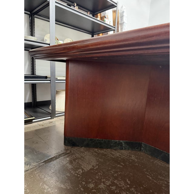 Mid 20th Century Mid 20th Century Verde Marble Encased Mahogany Wood Conference Table For Sale - Image 5 of 8