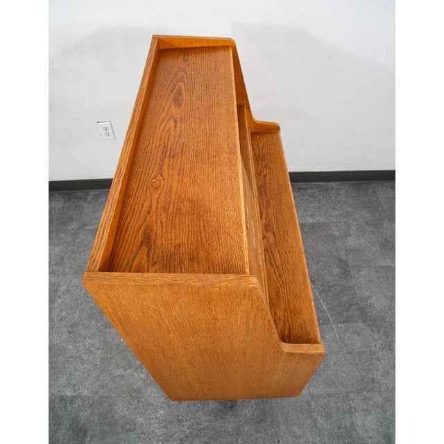 Wood Mid Century Danish Modern Secretary Desk Oak Leaf Bureau Denmark Drawers Vanity For Sale - Image 7 of 12