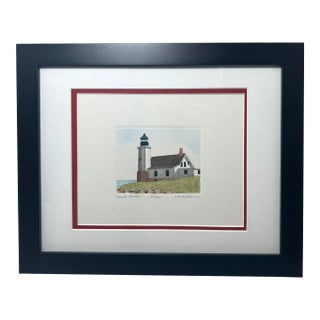 Late 20th Century Colored Etching of Eagle Harbor by Larry Harris For Sale