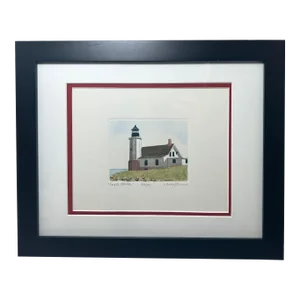 Late 20th Century Colored Etching of Eagle Harbor by Larry Harris