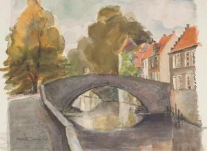 Charlotte Jamois - Landscape With A Village - Original Watercolor by Charlotte Jamois - 1939