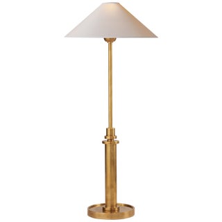 J. Randall Powers for Visual Comfort Signature Hargett Buffet Lamp in Hand-Rubbed Antique Brass with Natural Paper Shade For Sale