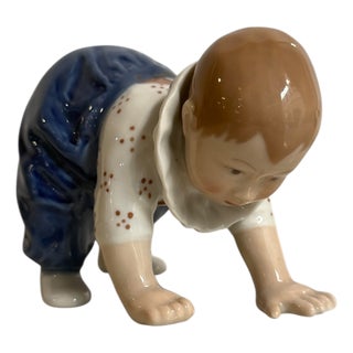 Ceramic Figurine of Crawling Child from Royal Copenhagen, 20th Century For Sale