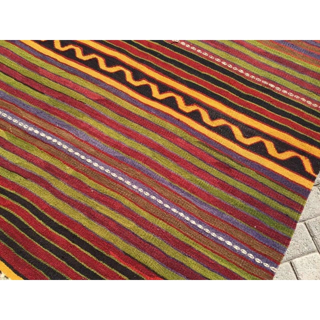 Vintage Striped Turkish Kilim Rug, 115" X 64" For Sale - Image 4 of 11