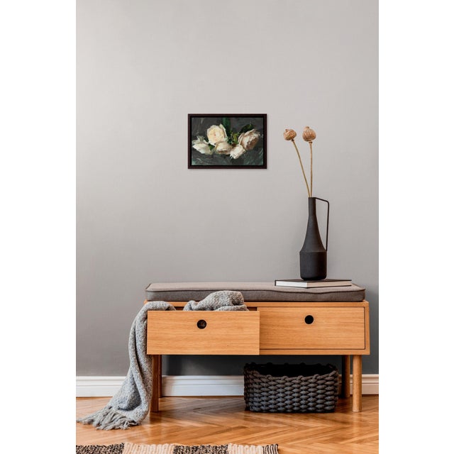 Contemporary Roses I by Jon Doran | Oil on Panel Cut White Roses Still Life For Sale - Image 3 of 9