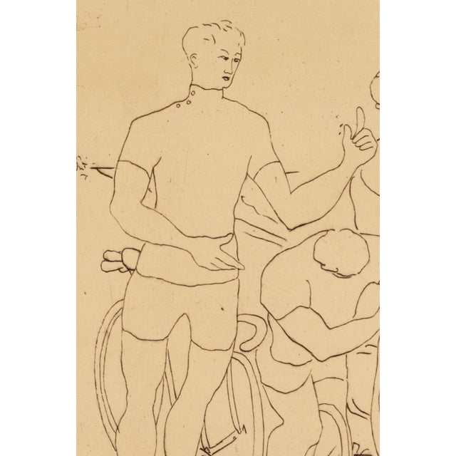 August Mosca Le Demarre Signed Modern Figurative Etching on Paper 53/110 Framed For Sale - Image 4 of 7