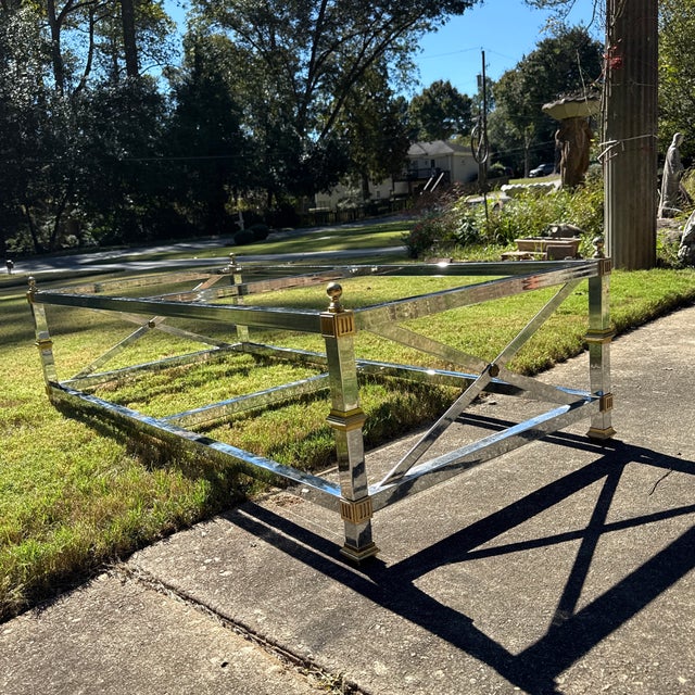 VTG Mid Century Modern Chrome Brass Two-Tier Coffee Table Hollywood Regency For Sale In Atlanta - Image 6 of 11