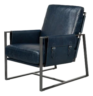Blue Leather Sling Accent Chairchair