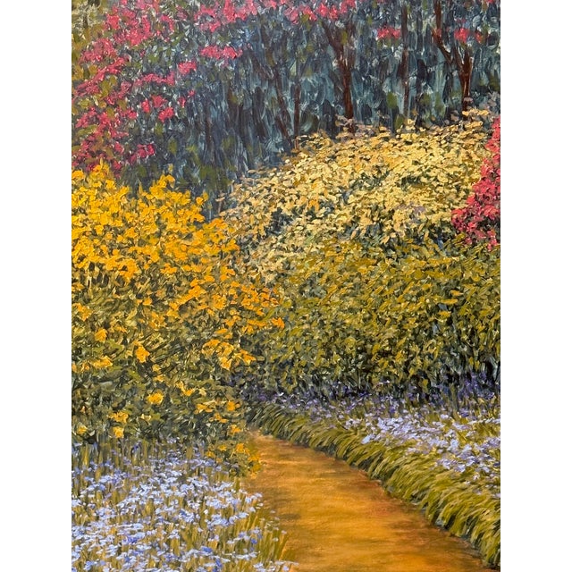 Blue Late 20th Century Lawrence Taylor Painting "Garden Path" 51" X 61" For Sale - Image 8 of 10