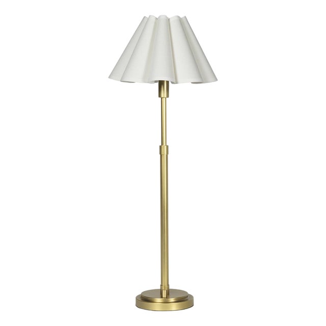 Regina Andrew Polly Buffet Lamp, Natural Brass with Linen Scalloped Shade For Sale