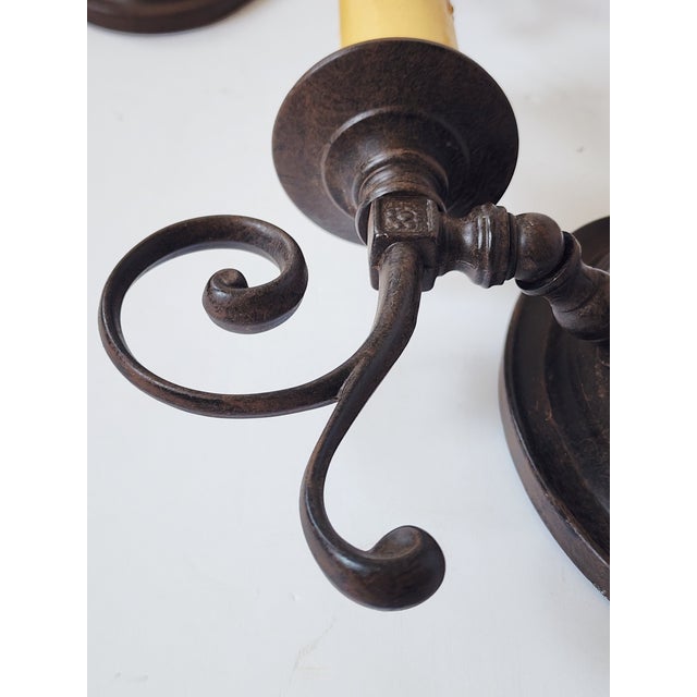 Vintage Bordeaux Bronze Rust Finish Wall Sconces - Set of 3 For Sale - Image 9 of 15