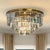 Aloadecor 8-Lights Modern Antique Gold 4-Tier Round Fringe Crystal Flush Mount Ceiling Light For Sale - Image 4 of 8