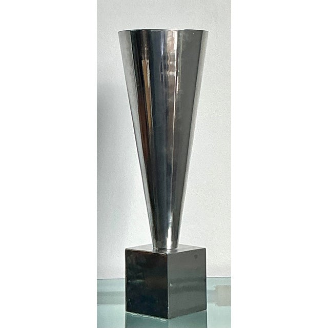 Make a commanding architectural statement with this spectacular monumental cast aluminum floor vase. Stamped with the "AZ"...