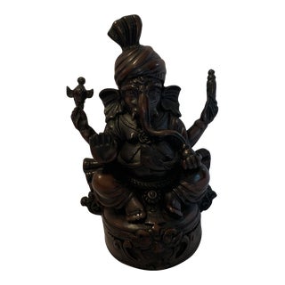 Late 20th Century Tibetan Buddhist Ganapati, Lord Ganesh Solid Mahogany Hand-Carved Statue For Sale