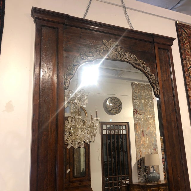 Traditional 1990s Hand Carved Poplar and Walnut Italian Mirror For Sale - Image 3 of 13