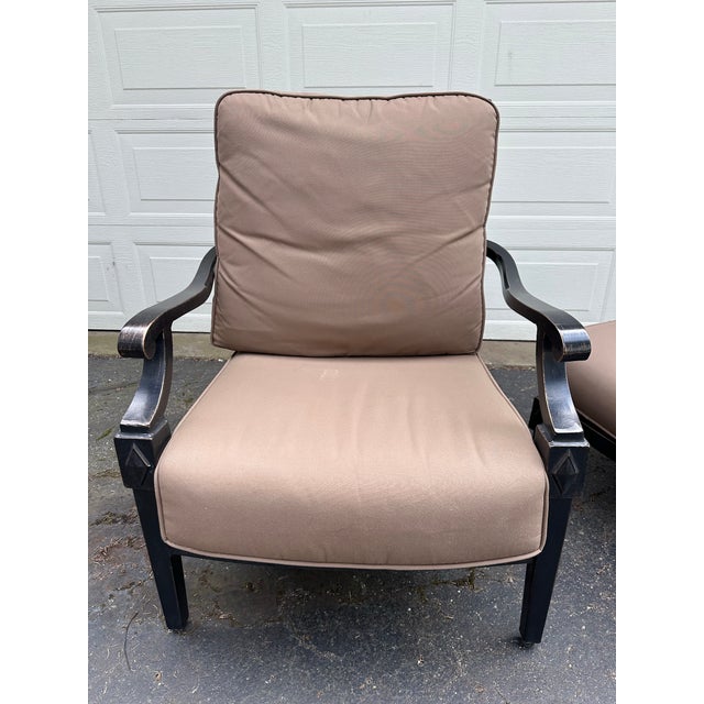 Veranda Black Outdoor Aluminum Chair and Ottoman For Sale In Detroit - Image 6 of 12