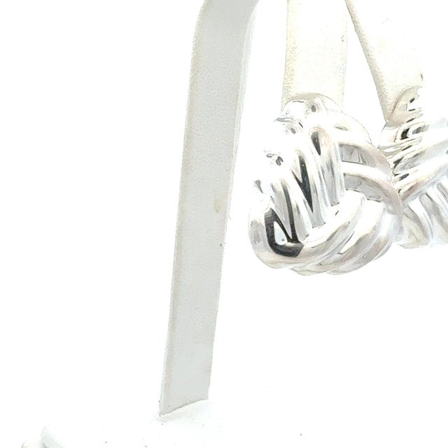 1990s Pair of Tiffany & Co Puffed Omega Back Earrings Non Pierced Sterling Silver Estate For Sale - Image 4 of 6