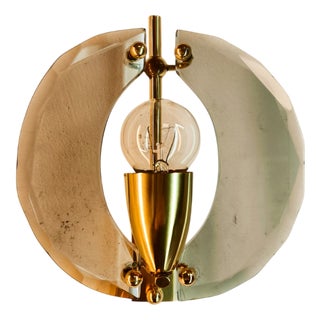 Brass Wall Light with Double Glass For Sale