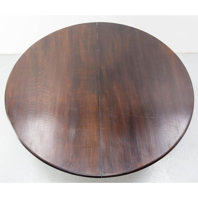 Large French Round Oak Dining Table, 19th Century For Sale - Image 12 of 14