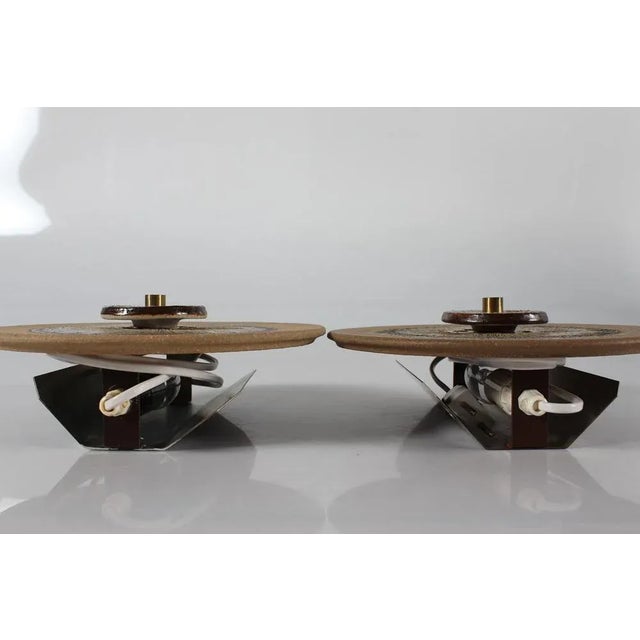 Metal Mid-Century Danish Ceramic Wall Sconces by Poul Brandborg for Søholm, 1960s, Set of 2 For Sale - Image 7 of 9
