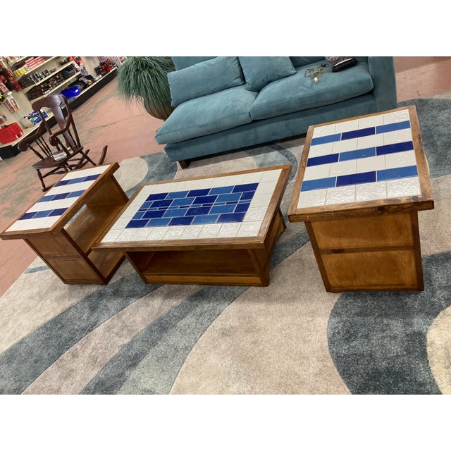 Arts & Crafts Mid-20th Century Arts and Crafts Style Tile Top Occasional Tables - Set of Three For Sale - Image 3 of 8