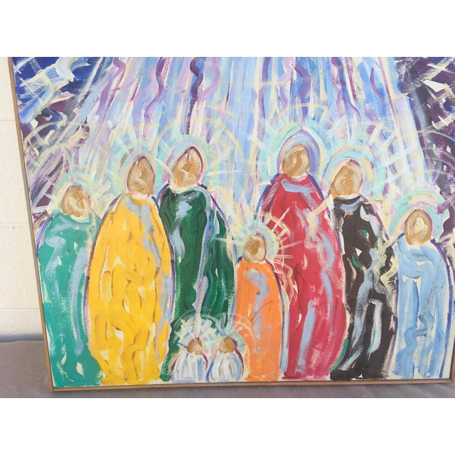 Expressionism Vintage 2003 Large 30” Original Family Oil Painting Signed Framed For Sale - Image 3 of 5