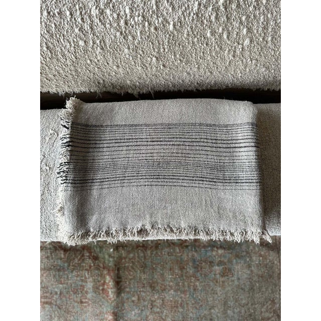 French Flax Linen Throw With Stripes For Sale - Image 9 of 9