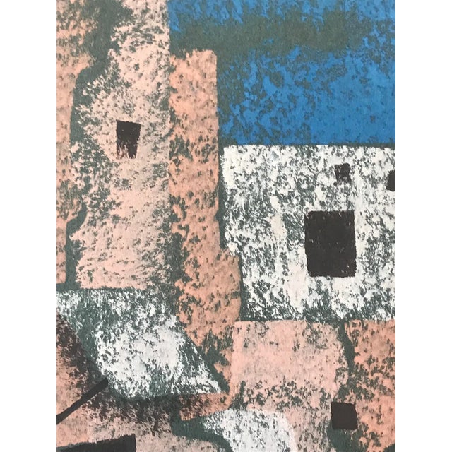 Vintage Modernist Painting of a Italian Mediterranean Village by Cirno Sergio Bissi For Sale In New York - Image 6 of 8