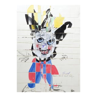 Contemporary Abstract Figure Mixed Media Collage For Sale